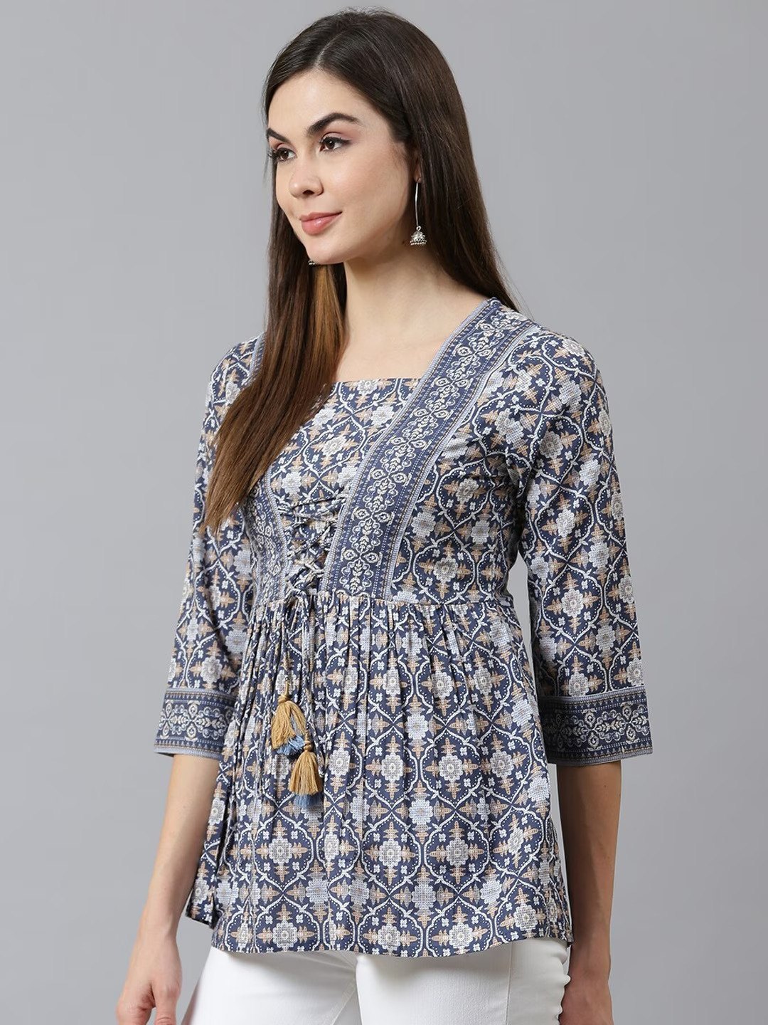 Blue Printed Cotton Kurti