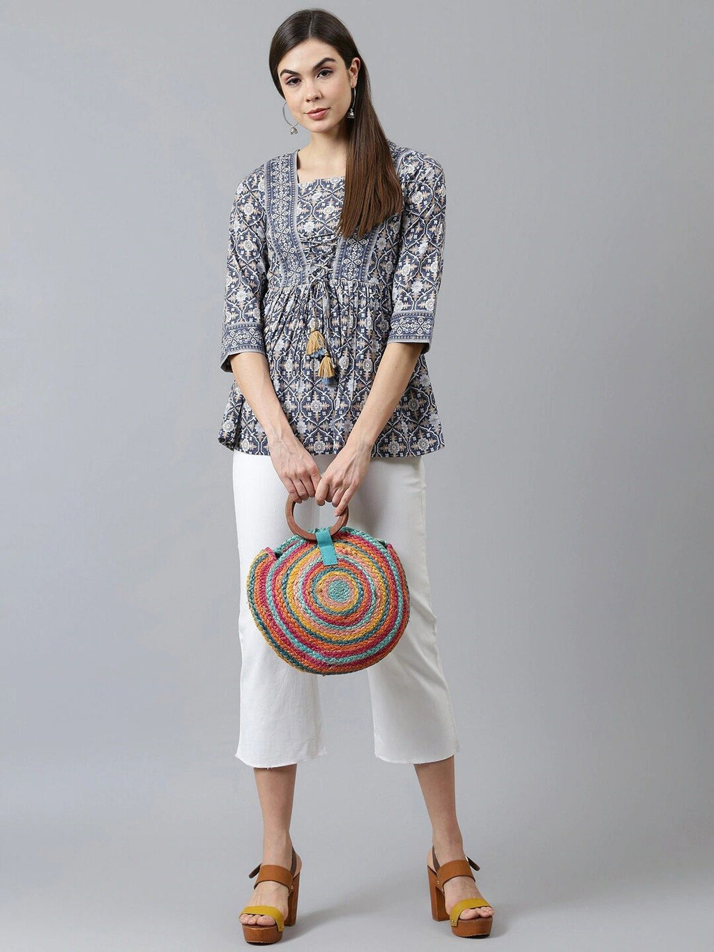 Blue Printed Cotton Kurti