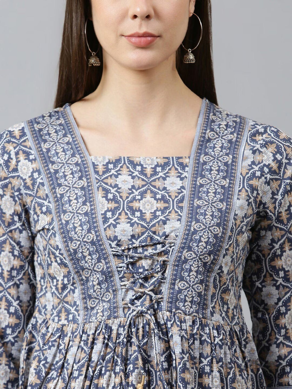 Blue Printed Cotton Kurti