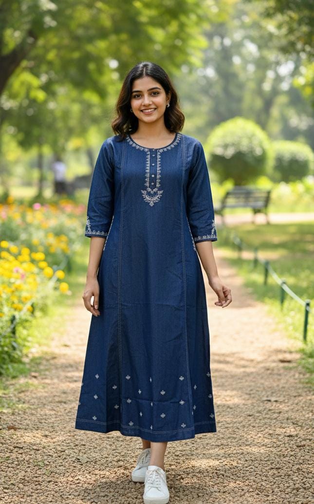 Elegant frock style denim