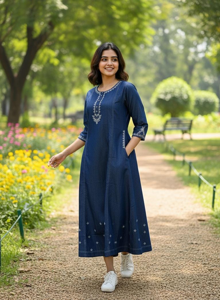 Elegant frock style denim