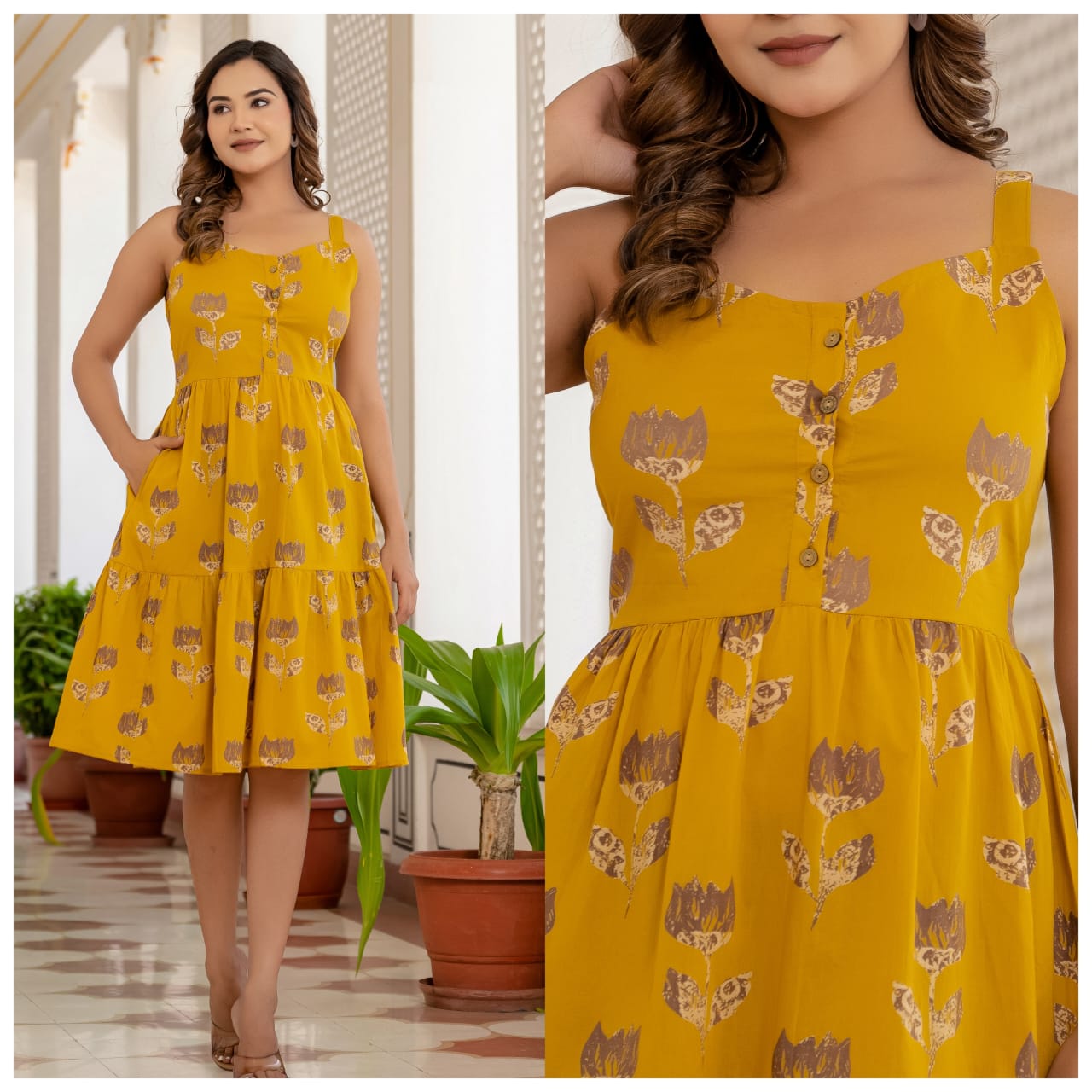 Cotton Sleeveless Ruffle Dress