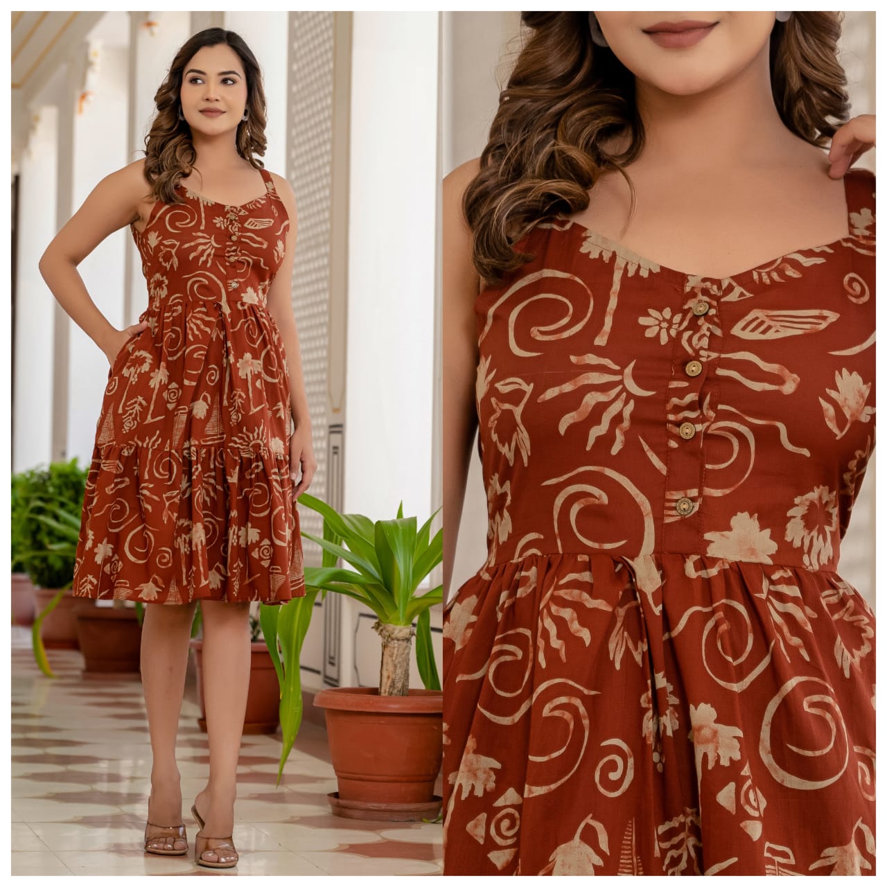 Cotton Sleeveless Ruffle Dress