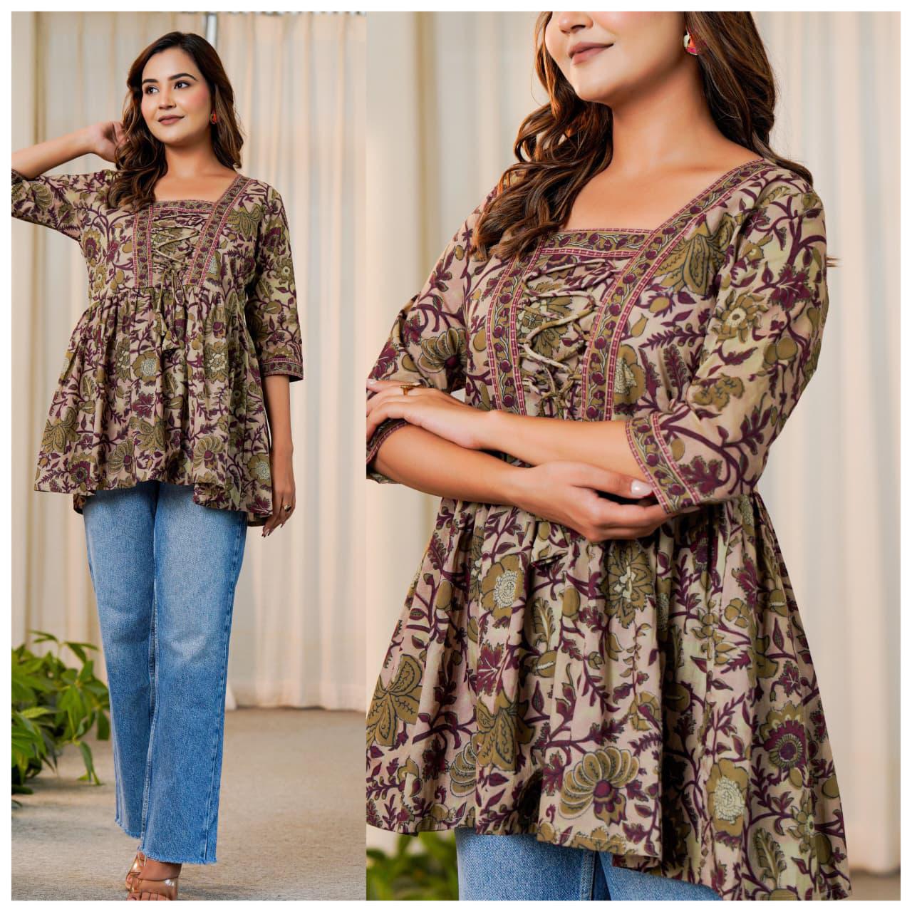 Cotton Zig-Zag Criss Cross Top