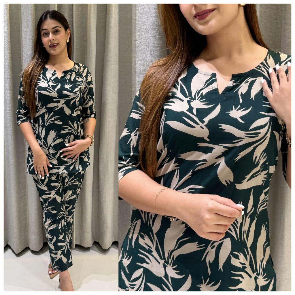 Cotton High Neck Co-ord Set