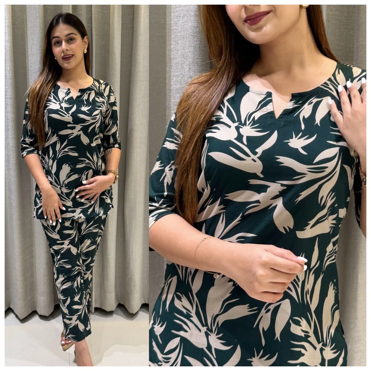 Cotton High Neck Co-ord Set