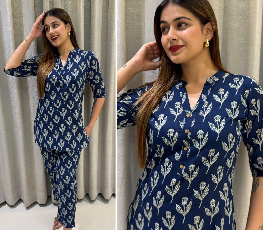 Cotton High Neck Co-ord Set