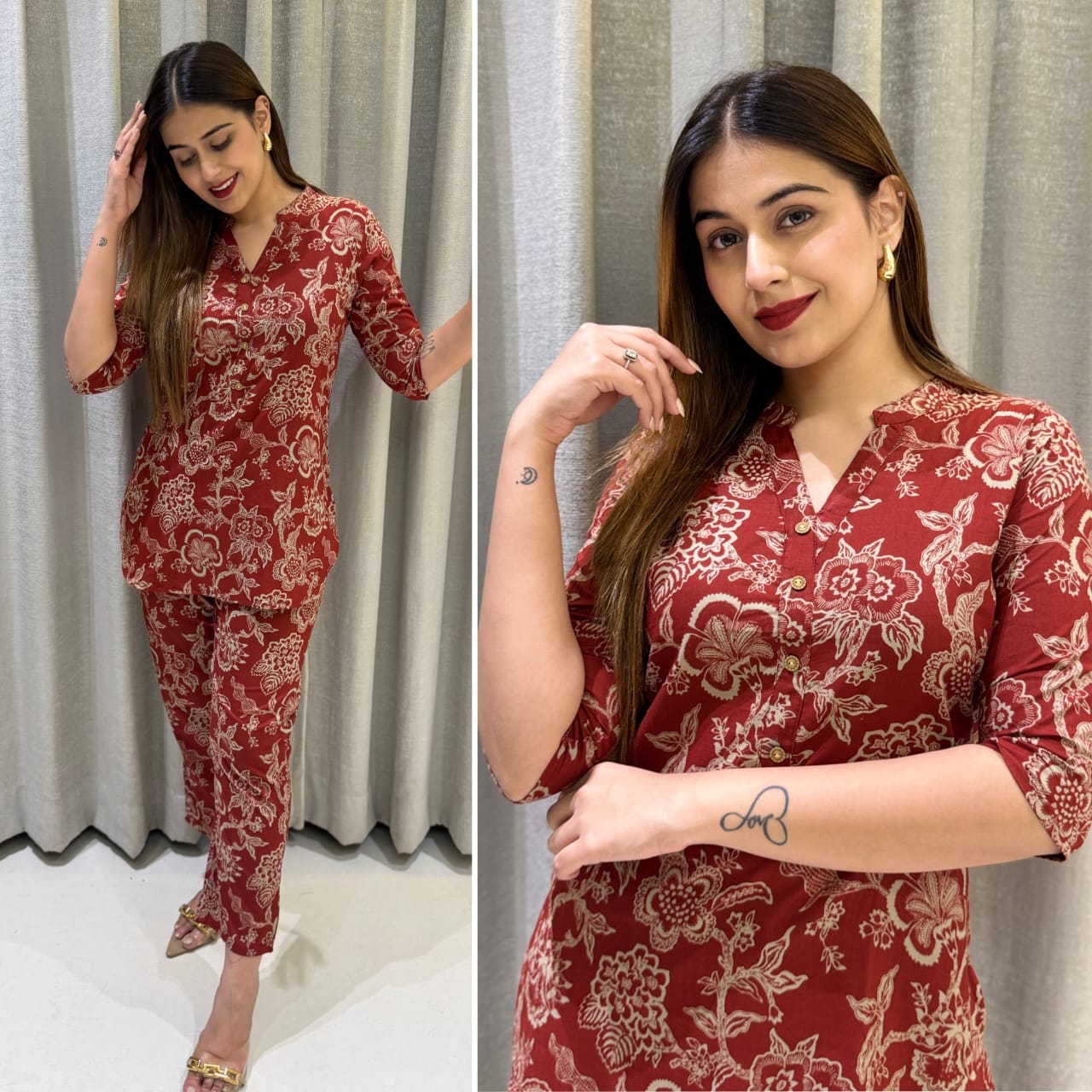 Cotton High Neck Co-ord Set